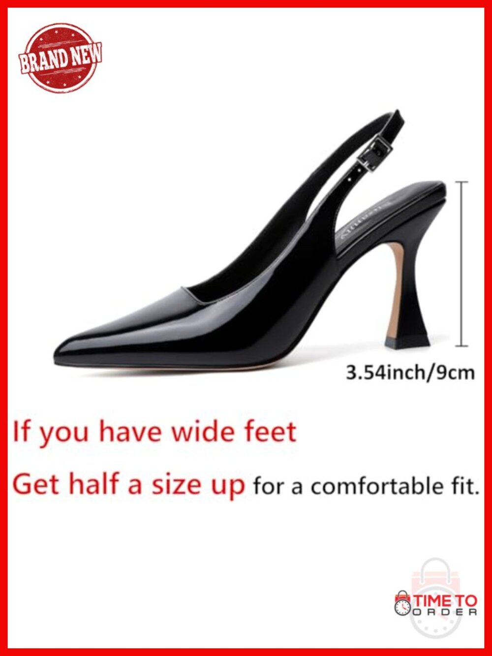 Slingback Kitten Heels Pointed Closed Toe Faux Leather Party Dress Pumps - Picture 3 of 6